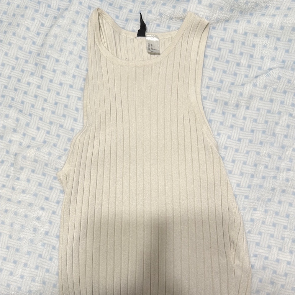 Cream Ribbed Tank Top